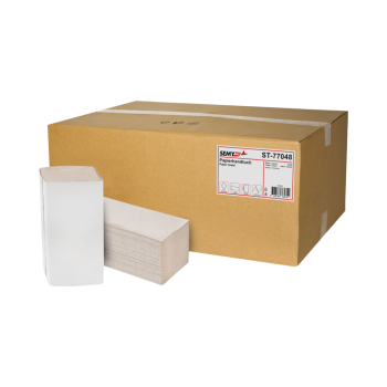 SEMY TOP Papier-Falthandtücher natur mit Prägung, 1-lagig, V/ZZ/Singlefold-Falzung, 25 x 11,5 cm, Recycling, 5000 Stück Karton